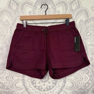 Nwt $50 Dakine Shorts Cotton Elastic Waistband Pockets Burgundy M